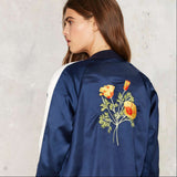 Floral Print Long Sleeve Bomber Jacket