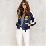 Floral Print Long Sleeve Bomber Jacket